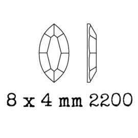 2200/2 plaksteen ovaal 8 x 4 mm crystal F (001) p/20