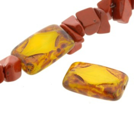 Aztec glaskraal fantasie 16 x 10 mm oker/topaz  p/12