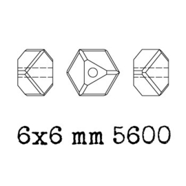 5600 kraal 6x6mm kubus diagonaal gat  light siam (227) p/12