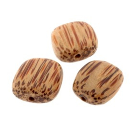 kraal hout vierkant 13x13mm ovaal palmhout p/20