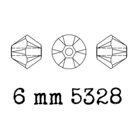 5328 biconische kraal 6 mm indicolite (379)  p/25