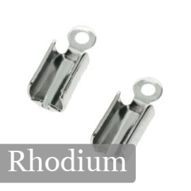 HYJ040 leerklem voor 2/3 veters Rhodium 7x5mm p/25