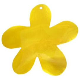 hanger bloem schelp gekleurd geel 42 mm p/10