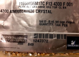Mini hanger 4300 Swarovski 6x3.6mm Crystal F (001) GPL+C 5 Mils p/4