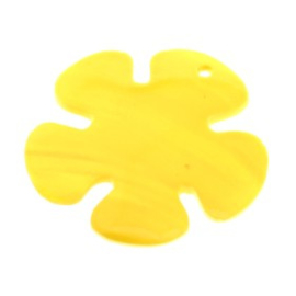 hanger bloem schelp gekleurd geel 38 mm p/10