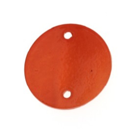 tussenzetsel schelp rond 2 gaatjes 18 mm rood  p/10