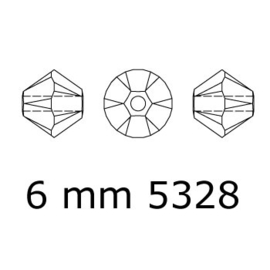 5328 biconische kraal 6 mm siam ab (208 AB)  p/25