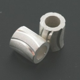 kraal metaal cylinder 6x5mm met  3mm gat zilver p/12
