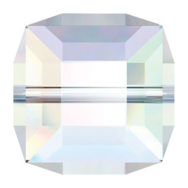 5601 kraal kubus 10 mm crystal ab (001 AB) p/4