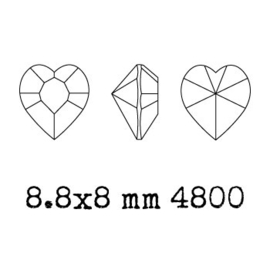 4800 Fancy Stone heart 8.8 x 8 mm crystal AB G (001 AB) p/10