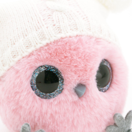 Whozie roze met double pompon muts