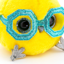 Whozie neon geel met blauwe bril