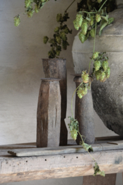 Set van 3 oude houten kandelaars