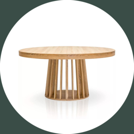 Ovale uitschuifbare tafel HARPER ø 150-300 cm hazelnoot/licht eiken