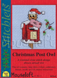 Borduurpakket Christmas Post Owl - Met Kaart - Mouseloft
