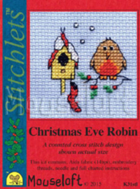 Borduurpakket Christmas Eve Robin - Met Kaart - Mouseloft