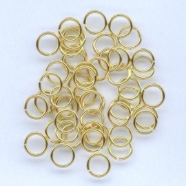 Split ring gehard goudkleur 6 mm 50 Stuks