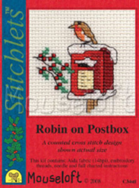 Borduurpakket Robin On Postbox - Met Kaart - Mouseloft