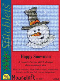 Borduurpakket Happy Snowman - Met Kaart - Mouseloft