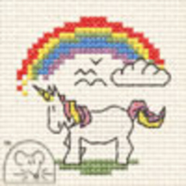 Borduurpakket Unicorn with Rainbow - Mouseloft
