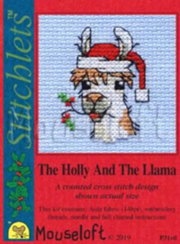 Borduurpakket The Holly And The Llama - Met Kaart - Mouseloft
