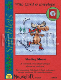 Mini Borduurpakketje Skating Moose - Mouseloft