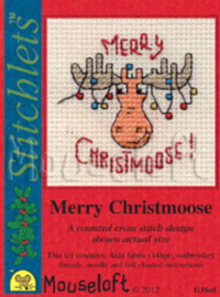 Borduurpakket Merry Christmoose - Met Kaart - Mouseloft