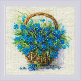 Borduurpakket - Forget Me Nots I A Basket - Riolis