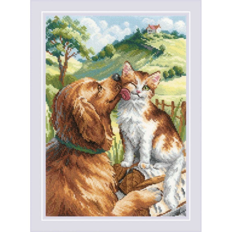 Borduurpakket - Like Cat And Dog - Riolis