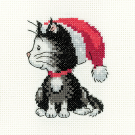 Borduurpakket - Silver Tabby Christmas Kitten - Heritage Crafts