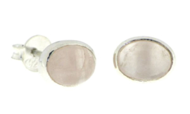 Zilveren oorknopjes met Rozenkwarts edelstenen