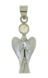 Zilveren Engel hanger met Regenboog Maansteen edelsteen