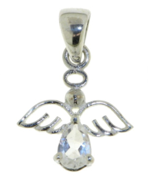Zilveren Engel hanger met Bergkristal edelsteen