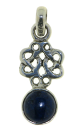 Zilveren oneindige knoop hanger met Lapis Lazuli edelsteen