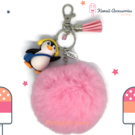 Penguin Love  Pompon - Kawaii tashanger / kawaii sleutelhanger