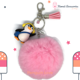 Penguin Love Pompon - Kawaii bagchain / kawaii keychain