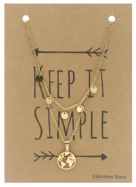 Ketting Stainless Steel "Lovely World" - Goud