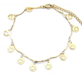 Enkelbandje Stainless Steel "Smiley" - Goud