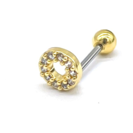Oorpiercing Rond Strass Goud - 316L
