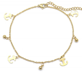 Enkelbandje Stainless Steel "Anchors" - Goud