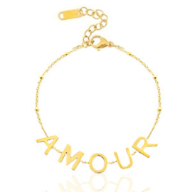 Armband Stainless Steel "Amour" - Goud