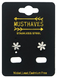 Earstud Stainless Steel - Flower Zilver