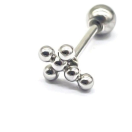 Oorpiercing Dotted Cross Zilver - 316L