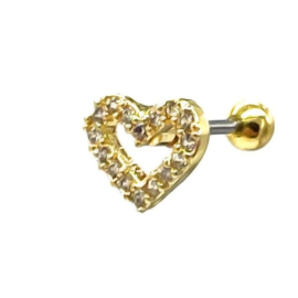 Oorpiercing Heart Goud/Zilver - 316L