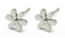 Earstud Stainless Steel - Flower Zilver