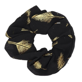 Scrunchie "feather" - zwart-goud