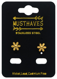 Earstud Stainless Steel - Flower Goud
