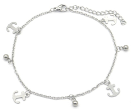 Enkelbandje Stainless Steel "Anchors" - Zilver