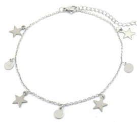 Enkelbandje Stainless Steel "Stars" - Zilver