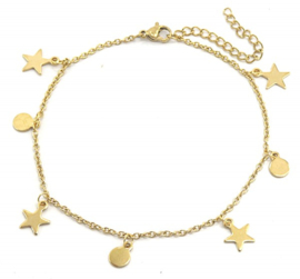 Enkelbandje Stainless Steel "Stars" - Goud